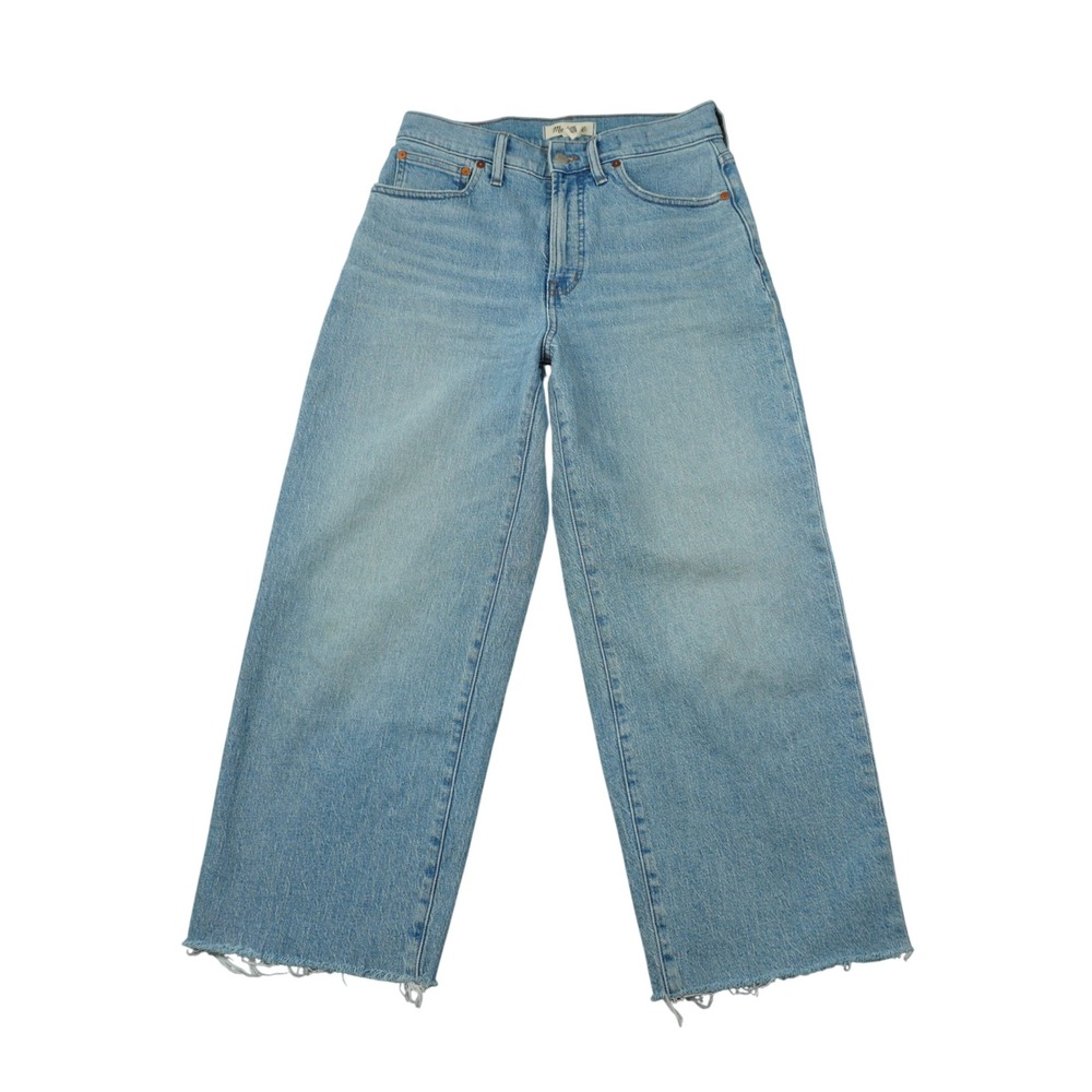 Madewell Perfect Vintage Wide Leg Crop Jeans Light Wash Raw Hem Size 27 Casual - Picture 2 of 9